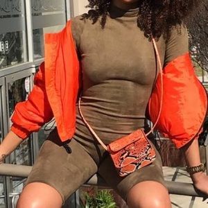 Bodycon faux suede romper